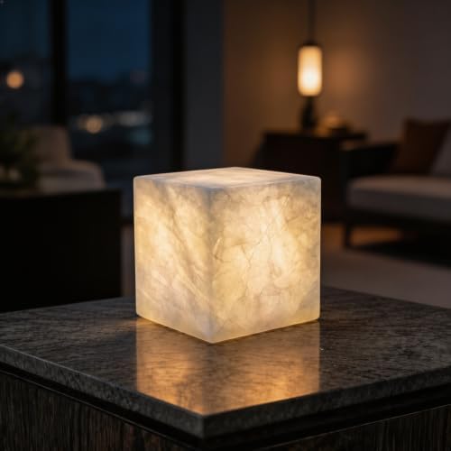 Marble Lamp Luxury Stone Table Lamp Type-C Rechargeable Touch Night Light Small Bedside Lamp Cordless Ambient Light for Home Decor, Bedroom, Living Room & Office (Crystal) by PanManner