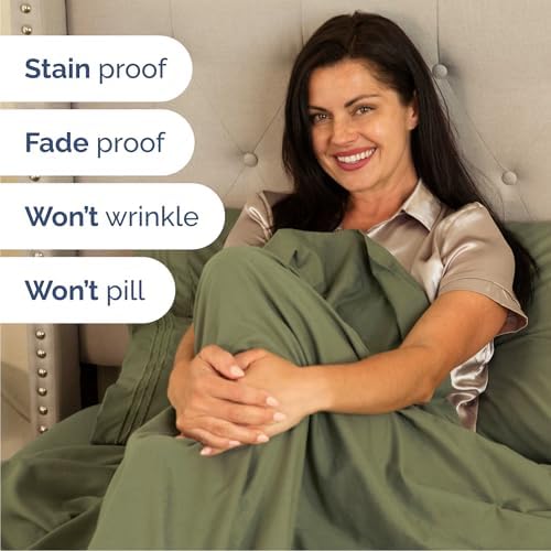 Cal King Size 4 Piece Sheet Set - Breathable & Cooling Sheets - Sage Green - Image 5