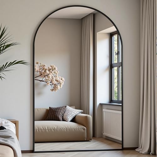 Dewfig Arched Full Length Mirror, 81"x41" Large Floor Mirror, Black by YourSpacePerfectlyReflected