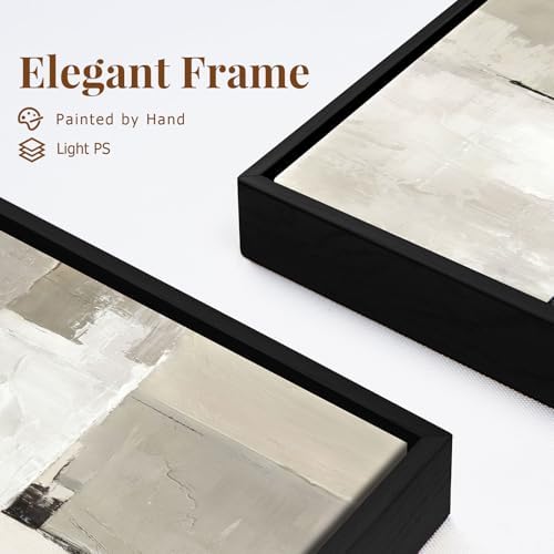 SAFERRYHOME Neutral Abstract Beige,Gray and Black Wall Art Set of 2,24"x36" - Image 5