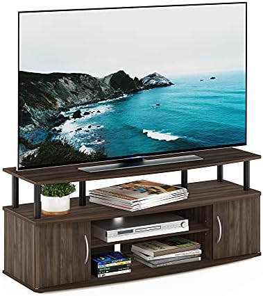 Furinno JAYA Large Entertainment Stand for TV Up to 55 Inch, Columbia Walnut/Black by Furinno-FitsYourSpaceFitsYourBudget