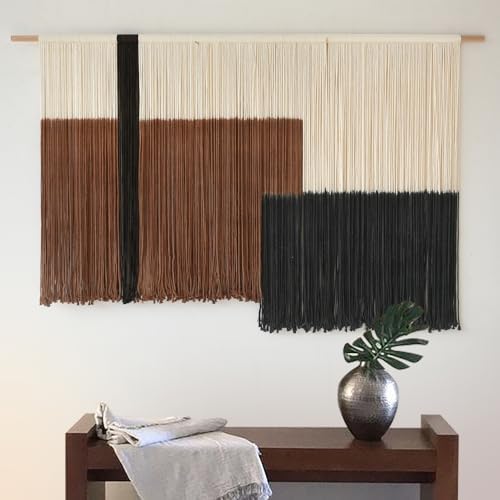 Macrame Wall Hanging Large Dip Dyed Brown Boho Fiber Art Decor 57"W*35"L by FLBER