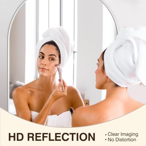 FICTOR 30" x 40" Arched Bathroom Vanity Mirror for Over Sink, Silver - Image 3