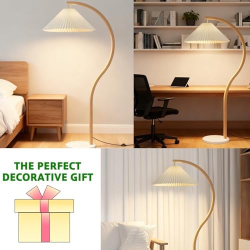 Mid Century Modern Arc Floor Lamp,Pleated Fabric Shade,for Living Room - Image 5