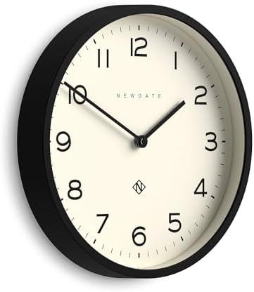 NEWGATE® Number Four Echo wall Clock | Modern Round Clock | 12" | Black | Easy to Read Numbers | Ideal for Kitchen, Living Room or Office by NEWGATE