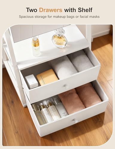 Nicetree Jewelry Cabinet Armoire, 2 Drawers, Full Length Mirror, Pure White - Image 7