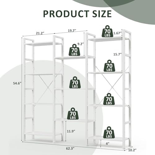 Triple Bookshelf, Free Standing Bookcase with Open Storage Shelves - Image 3
