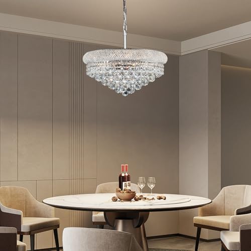 Chrome Crystal Chandeliers for Dining Room，9-Lights D22 Inch - Image 7