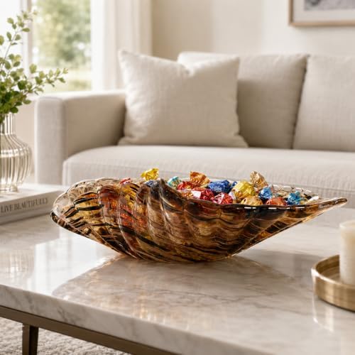 Hand Blown Glass Bowl Decorative Dish Fruit Bowl Home Decor - Image 3