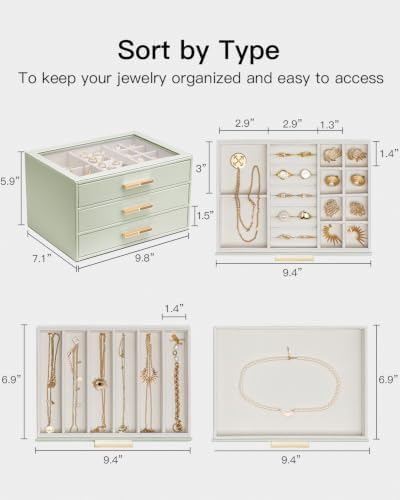 VLANDO Jewelry Box Organizer, 7-Layer Storage Drawers, Glass Window, Modern - Image 3