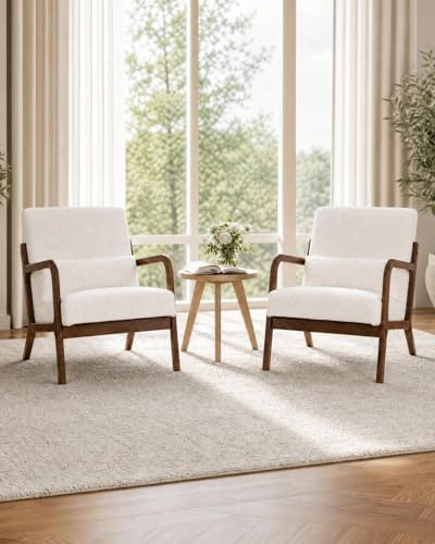 Garvee Mid Century Accent Chair, Upholstered Armchair with Lumbar Pillow - Image 5