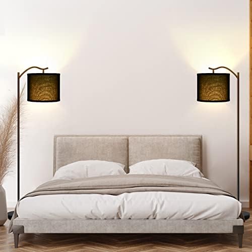 Montage Mid Century Arched Floor Lamp with Black Linen Shade, E26 Socket, Footswitch - Perfect for Living Room, Bedrooms, Office or Corner - Image 6