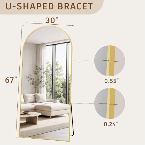 Koonmi 67x30 Arched Full Length Mirror, Floor Mirror with Stand - Image 2