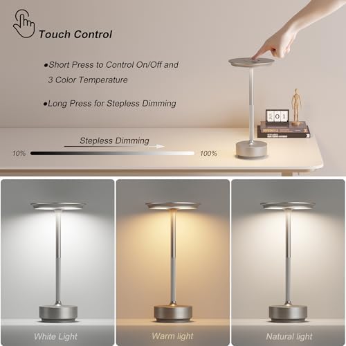 TBBGA 1 Pack Rechargeable Cordless Table Lamp, 5000mAh Battery Table Light - Image 2