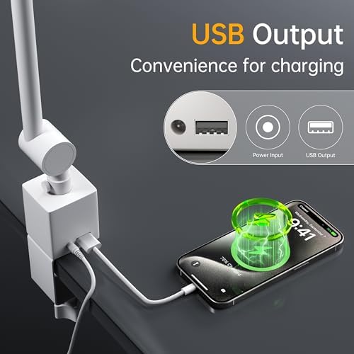 deeloop Dual Arm Desk Lamp with Clamp, CRI95+ Asymmetric LED Light wiht USB - Image 3