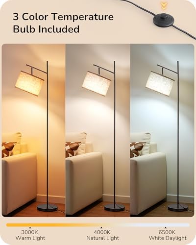 EDISHINE Modern Black Floor Lamps for Living Room, 64.7" Arc Standing Lamp - Image 2