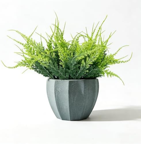 MONOID Artificial Potted Plants, Realistic Fake Greenery for Desk, Home Office Bathroom Shelf Farmhouse Table Decor, Maintenance Free (1, Fern Green) by GuardYourHomeEmbraceSafety