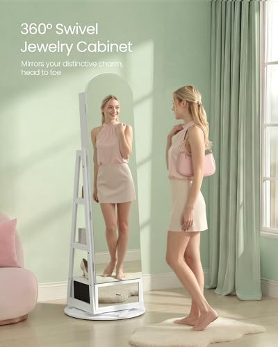 SONGMICS 360° Swivel Jewelry Cabinet, Full-Length Arched Mirror - Image 2