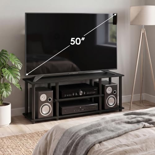 Furinno Turn-N-Tube No Tools 3D 3-Tier Entertainment TV Stand up to 50 inch TV, Round Tubes, Walnut - Image 2