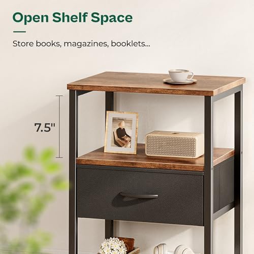 Huuger Nightstand Set of 2, Night Stand with Fabric Drawer, Mesh Shelf - Image 7