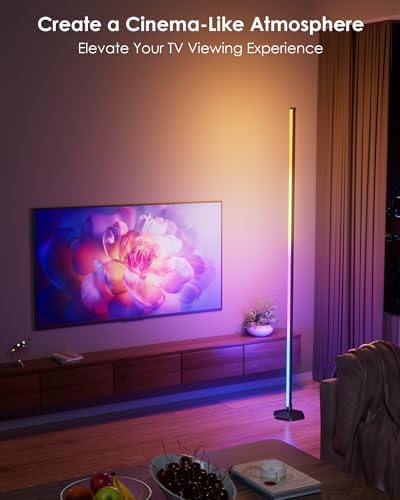 Corner Floor Lamp, 65" RGB Color Changing Mood Light with Remote Control, Dimmable LED Corner Lamp with Music Sync, Modern Floor Lamp for Living Room Gaming Room - Image 6