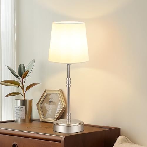 Cordless Table Lamps Set of 2 – Battery Operated Lamp with 7500mAh Rechargeable Battery, Stepless Dimmable Vintage Brushed Nickel Touch Desk Lamps for Dining Room, Nightstand & Patio (Bulbs Included) - Image 7