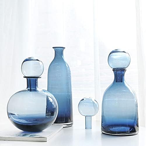 GRFIT Decorative Vase Glass Vase with Lid Modern Home Restaurant Coffee Table Office Desktop Decoration Vase Transparent Vase Ceramic Vase Glass Vase Hydroponic Flower Vase (Color : L) - Image 3