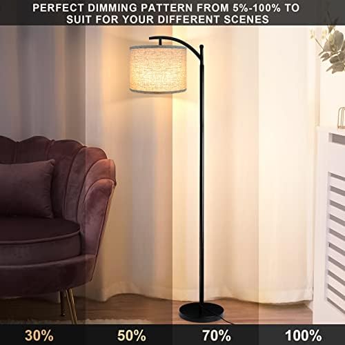 ROTTOGOON Floor Lamp for Living Room, 4 Color Temperature LED Floor Lamp with Remote Control & Foot Switch, LED Bulb Included, Modern Standing Lamp for Bedroom, Study Room, Office - Black - Image 3