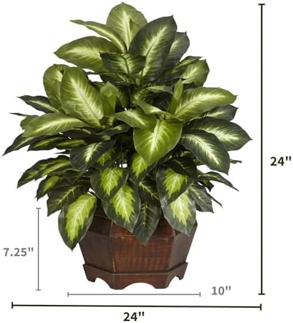 Nearly Natural 24 in Artificial Golden Dieffenbachia Plant with Pot - Image 2