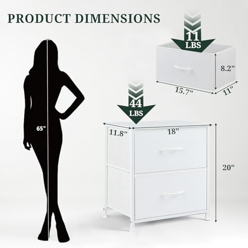 Nightstand Set of 2 Small 2 Drawer Dresser End Table Bedside Furniture - Image 3