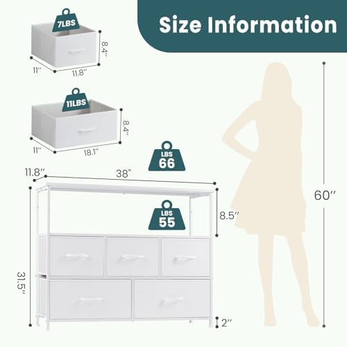 DUMOS TV Stand Dresser, Media Console, Storage Drawers - Image 3