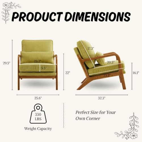 Karl home Mid-Century Modern Accent Reading Chair, Green - Image 2