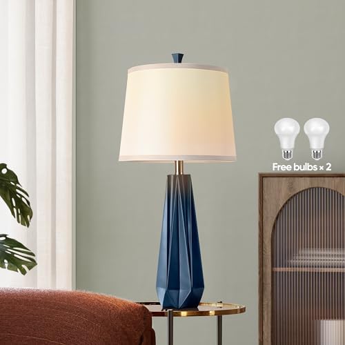 WIHTU 27'' Navy Blue Resin Table Lamps, Desk Lamps with 3 Color Temperature - Image 2