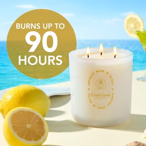 Coastal Breeze - Yuzu & Sea Salt Pure Beeswax Candle – 90+ Hours Long Burning Classically Designed Non-Toxic Scented Candles for Home Decor with Natural Fragrance 15 oz - Image 2