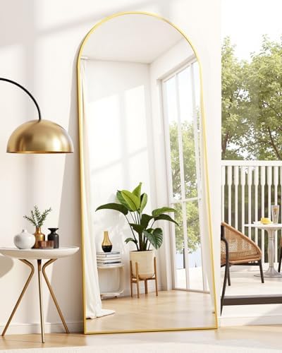Suidia 71"x26" Arched Full Length Mirror with Stand, Gold Floor Mirror by SuidiaMirror