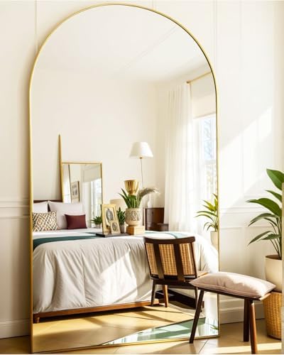 KOMCOTE 77x38 Inch Extra Large Arched Floor Mirror - Giant Gold Freestanding Mirror for Bedroom, Living Room, Dressing Room - Oversized Elegant Leaner Full Length Mirror for Home Decor - Image 3
