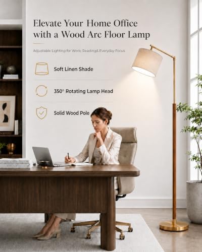 Real Wood Floor Lamps for Living Room, Mid Century Modern Arc Floor Lamp - Image 6