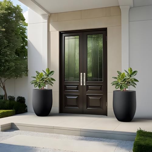 Kante Large Round Bullet Black Concrete Planter 21.7" Tall, Outdoor - Image 4