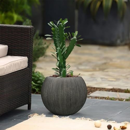 11.8" H x 14.5" D Large Round Plastic Planter with Drainage Hole & Plug - Image 7
