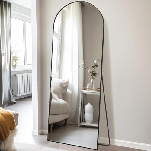 Dewfig Mirror Full Length, 64"X20" Arched Floor Mirror, Black - Image 2