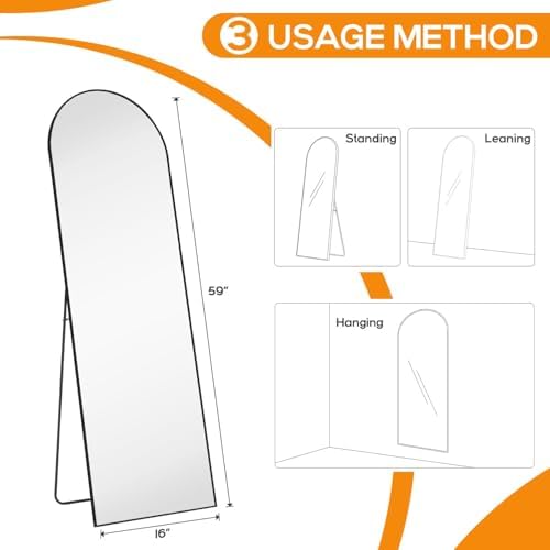 16"x59" Arched Mirror Full Length, Upgraded Body Wall Mirrors - Image 3