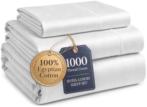 LANE LINEN Twin Sheets 1000 Thread Count 100% Egyptian Cotton - White by LaneLinen