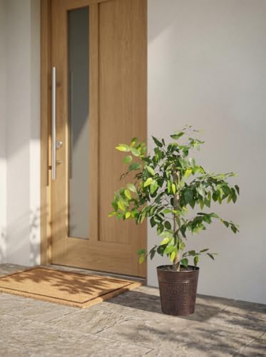 LCG Florals 4ft Ficus Tree in Black Metal Pot with Real-Wood Trunk - Indoor and Outdoor Faux Plants for Patio, Living Rooms, Offices & Outdoor Spaces - Image 4