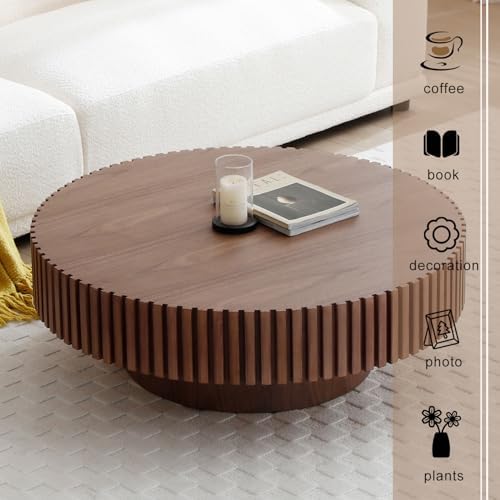 31" Round Coffee Table for Living Room, Mid Century Modern Coffee Table - Image 4