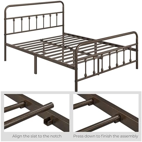 Yaheetech Queen Metal Platform Bed Frame, Victorian Headboard & Footboard - Image 6