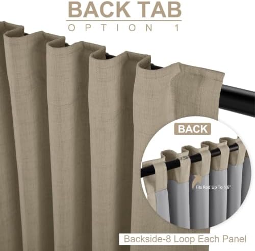 Faux Linen Total Blackout Sliding Door Curtains 108 Inches Long Plaza Taupe - Image 3