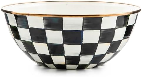 MACKENZIE-CHILDS Everyday Bowl, Large, Black-and-White Courtly Check by Unknown