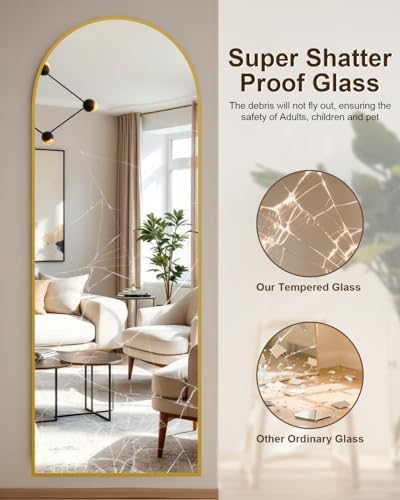 59"x16" Floor Mirror Full Length, Arched Full Length Mirror with Stand, Full Body Mirrors for Bedroom Living Room or Cloakroom Gold - Image 5