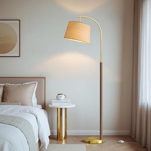 62.5" Wood Floor Lamps for Living Room with Foot Switch Tall Standing Lamp - Image 2