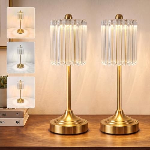 Set of 2 Vintage Cordless Accent Table Lamp 14" High by KiwiLusam